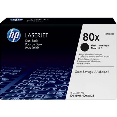 Toner HP 80XD (CF280XD) - 2x Nero Alta Capacità Multipack
