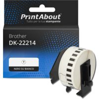 Etichetta compatibile Brother DK-22214 - Nero su bianco (12 mm)