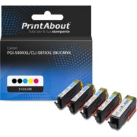 Cartuccia compatibile Canon PGI-580XXL PGBK/CLI-581XXL BK/CMYK - 5 colori Extra Alta Capacità Multipack