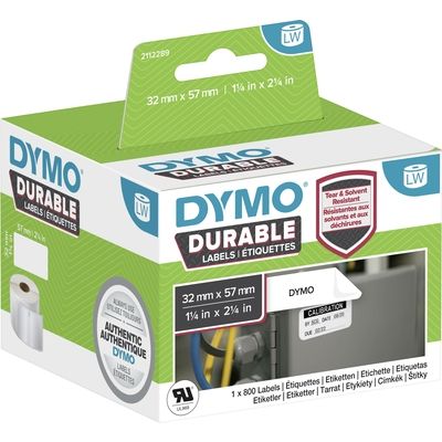 Etichetta Dymo Durable 2112289 Nero su bianco (32 mm x 57 mm)