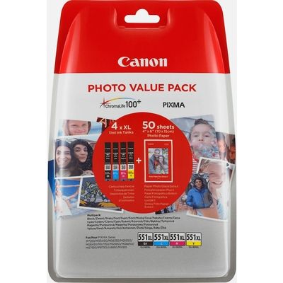 Cartuccia stampante Canon CLI-551XL C/M/Y/BK Photo pack - 4 colori Alta capacità Multipack