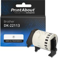 Etichetta compatibile Brother DK-22113 - Nero su trasparente (62 mm)