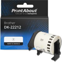 Etichetta compatibile Brother DK-22212 - Nero su bianco (62 mm)