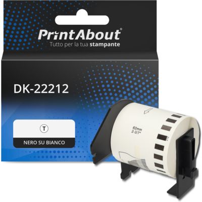 Etichetta compatibile Brother DK-22212 - Nero su bianco (62 mm)