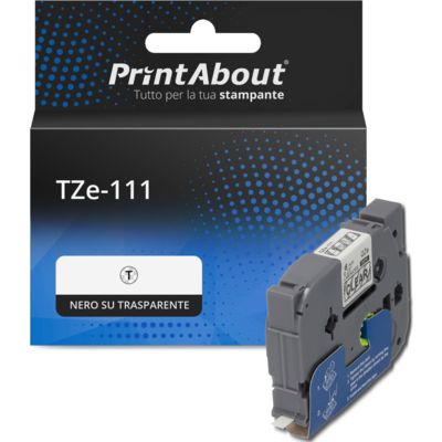 Nastro compatibile Brother TZe-111 - Nero su trasparente (6 mm)