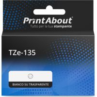 Nastro compatibile Brother TZe-135 - Bianco su trasparente (12 mm)