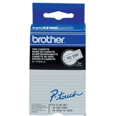 Nastro Brother TC-291 - Nero su bianco (9 mm)