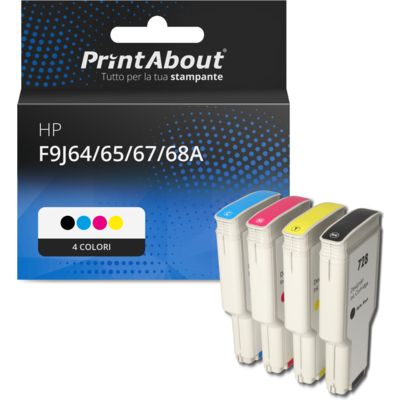 Cartuccia compatibile HP F9J64/65/67/68A (728) - 4 colori Alta capacità Multipack
