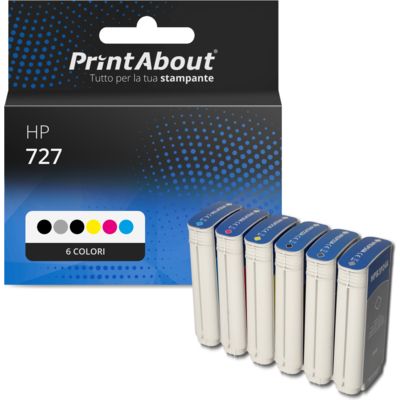 Cartuccia compatibile HP 727 (B3P19/20/21/22/23/24A) - 6 colori Multipack
