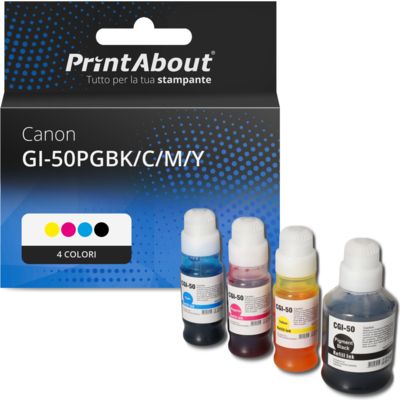 Cartuccia compatibile Canon GI-50PGBK/C/M/Y - 4 colori Alta capacità Multipack
