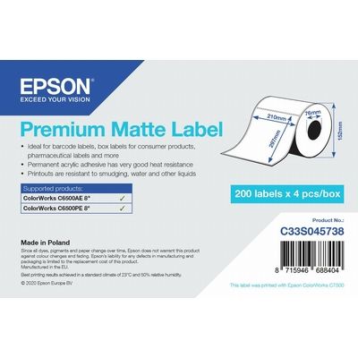 Etichetta Epson C33S045738 - Bianco