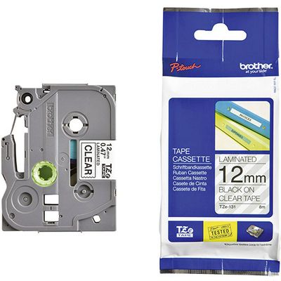 Nastro Brother TZe-131S - Nero su trasparente (12 mm)