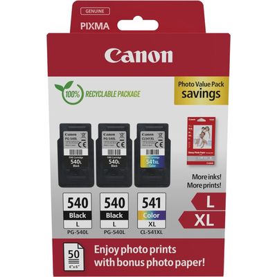 Cartuccia stampante Canon PG-540L + PG-540L + CL 541XL photo value pack - Nero + 3 colori Multipack