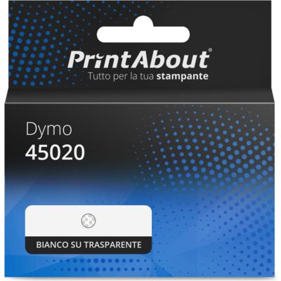 Nastro compatibile Dymo 45020 (S0720600) - Bianco su trasparente (12 mm)