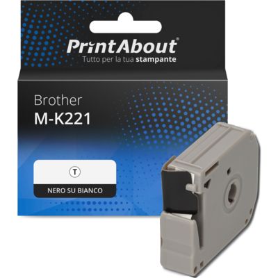 Nastro compatibile Brother M-K221 - Nero su bianco (9 mm)