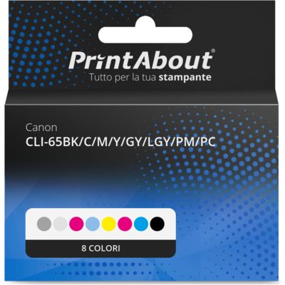 Cartuccia compatibile Canon CLI-65BK/C/M/Y/GY/LGY/PM/PC - 8 colori Multipack