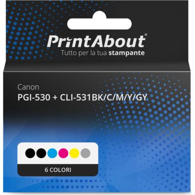 Cartuccia compatibile Canon PGI-530 + CLI-531BK/C/M/Y/GY - 6 colori Multipack