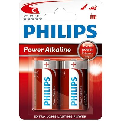 Batteria Philips Power Alkaline LR14 Baby C 2 stuks