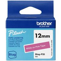 Nastro Brother Btag-P35 - Bianco su rosa
