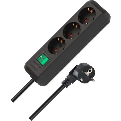 Brennenstuhl Eco-Line con interruttore 3-gang nero 1,5 m Presa di corrente