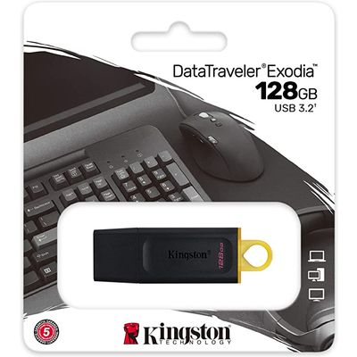 Chiave USB Kingston 128GB USB3.2 Gen1 DataTraveler Exodia (Black + Yellow)