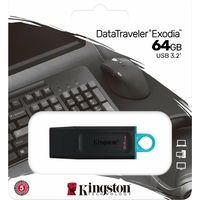 Chiave USB Kingston 64GB USB3.2 Gen 1 DataTraveler Exodia (Black + Teal)