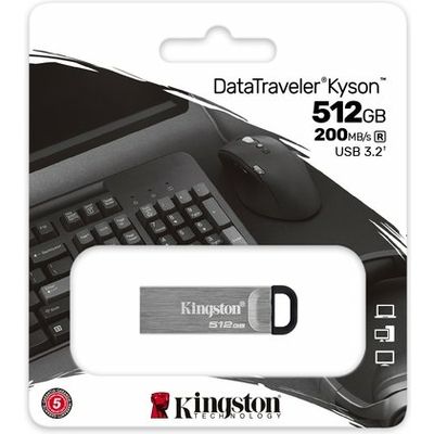 Chiave USB Kingston 512GB DataTraveler Kyson 200MB/s Metal USB 3.2 Gen 1