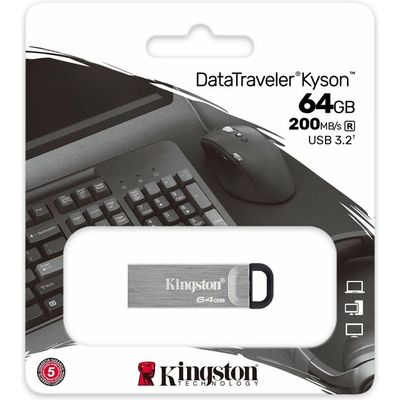 Chiave USB Kingston 64GB DataTraveler Kyson 200MB/s Metal USB 3.2 Gen 1