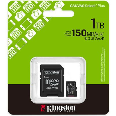 Scheda SD Kingston 1TB microSDXC Canvas Select Plus Gen3 150MB/s A1 Card + Adapter