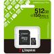 Scheda SD Kingston 512GB microSDXC Canvas Select Plus Gen3 150MB/s A1 Card + Adapter