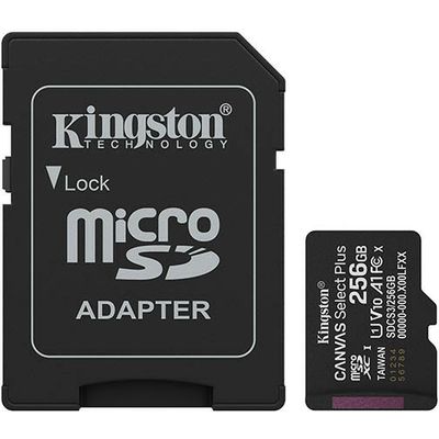 Scheda SD Kingston 256GB microSDXC Canvas Select Plus Gen3 150MB/s A1 Card + Adapter