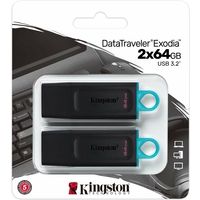 Chiave USB Kingston 64GB USB3.2 Gen 1 DataTraveler Exodia (Black + Teal) - 2x