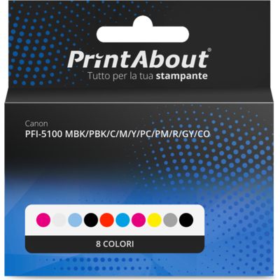 PFI-5100 MBK/PBK/C/M/Y/PC/PM/R/GY/CO multipack 10 colori