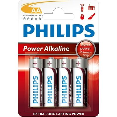 Batteria Philips Power Alkaline LR6 Mignon AA 4 stuks